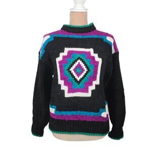 Vintage Pioneer Wear Aztec Sweater Chenille Size Small - MINOR FLAWS